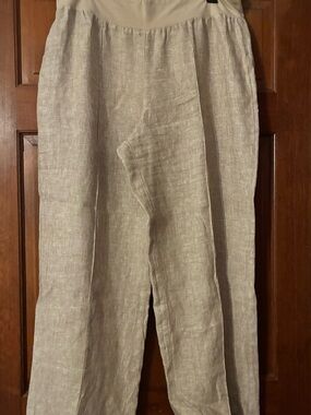 Coldwater Creek Women’s Linen-Blend Pants in Light Beige